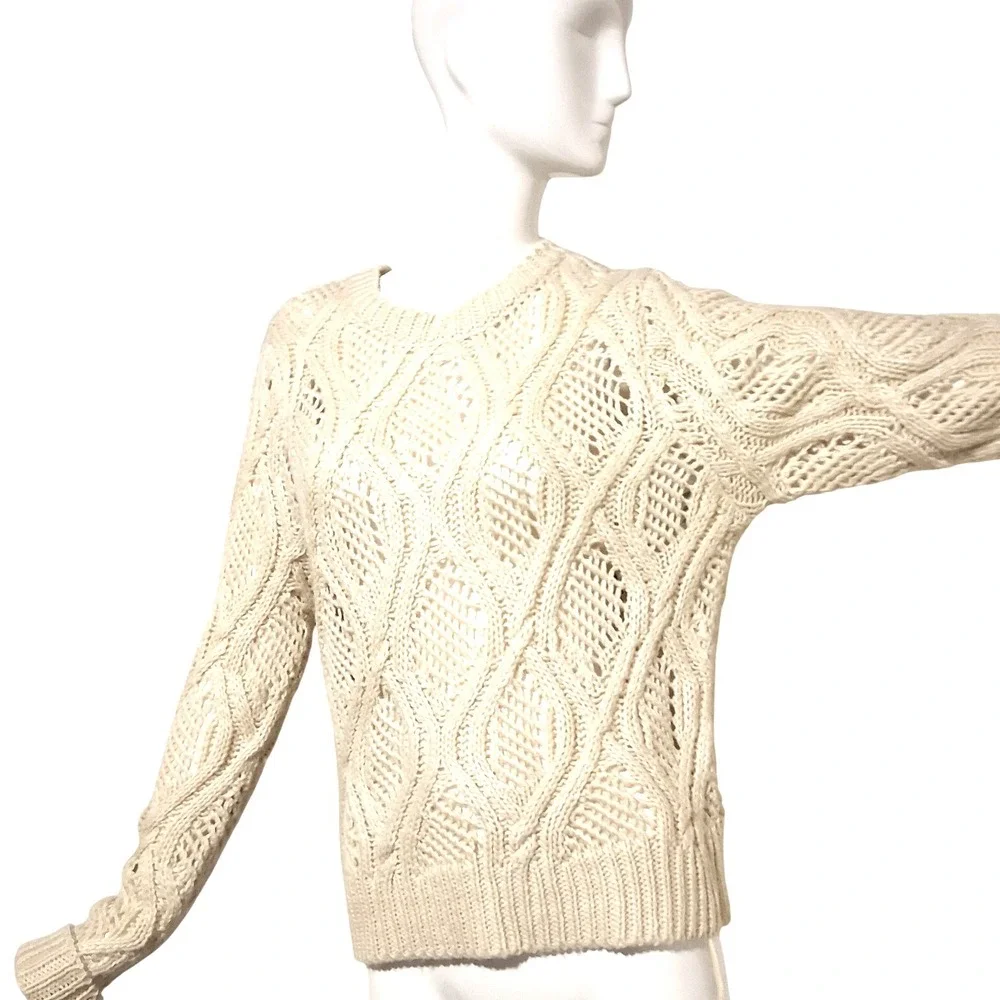 Forever 21+ Womens size 1X Chunky  Open knit Crew Fisherman Grandpa Cozy Sweater